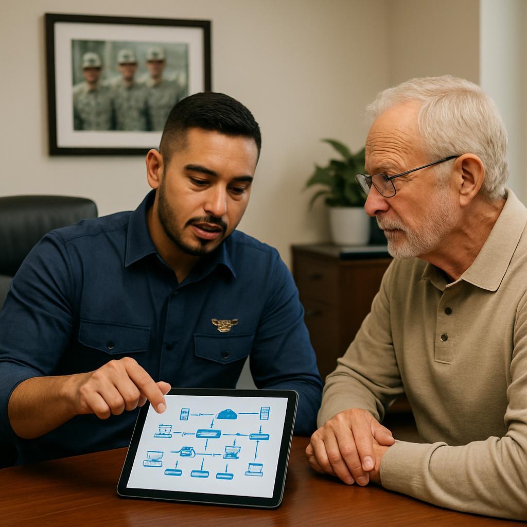 Veteran consulting in office setting