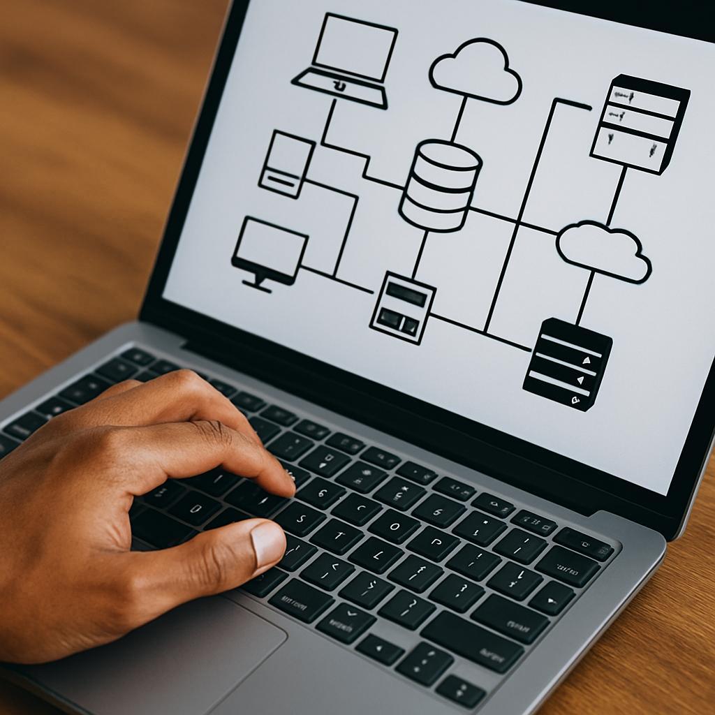 Typing a network diagram on laptop